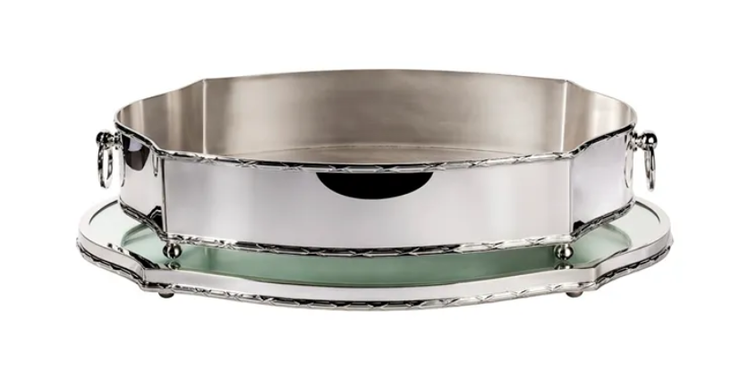 Centro de Mesa Croisé Prata + Presentoir em Espelho - 68 cm | St. James