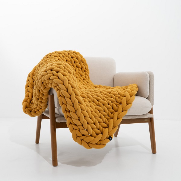 Manta Maxi Tricot Cotton | Mostarda