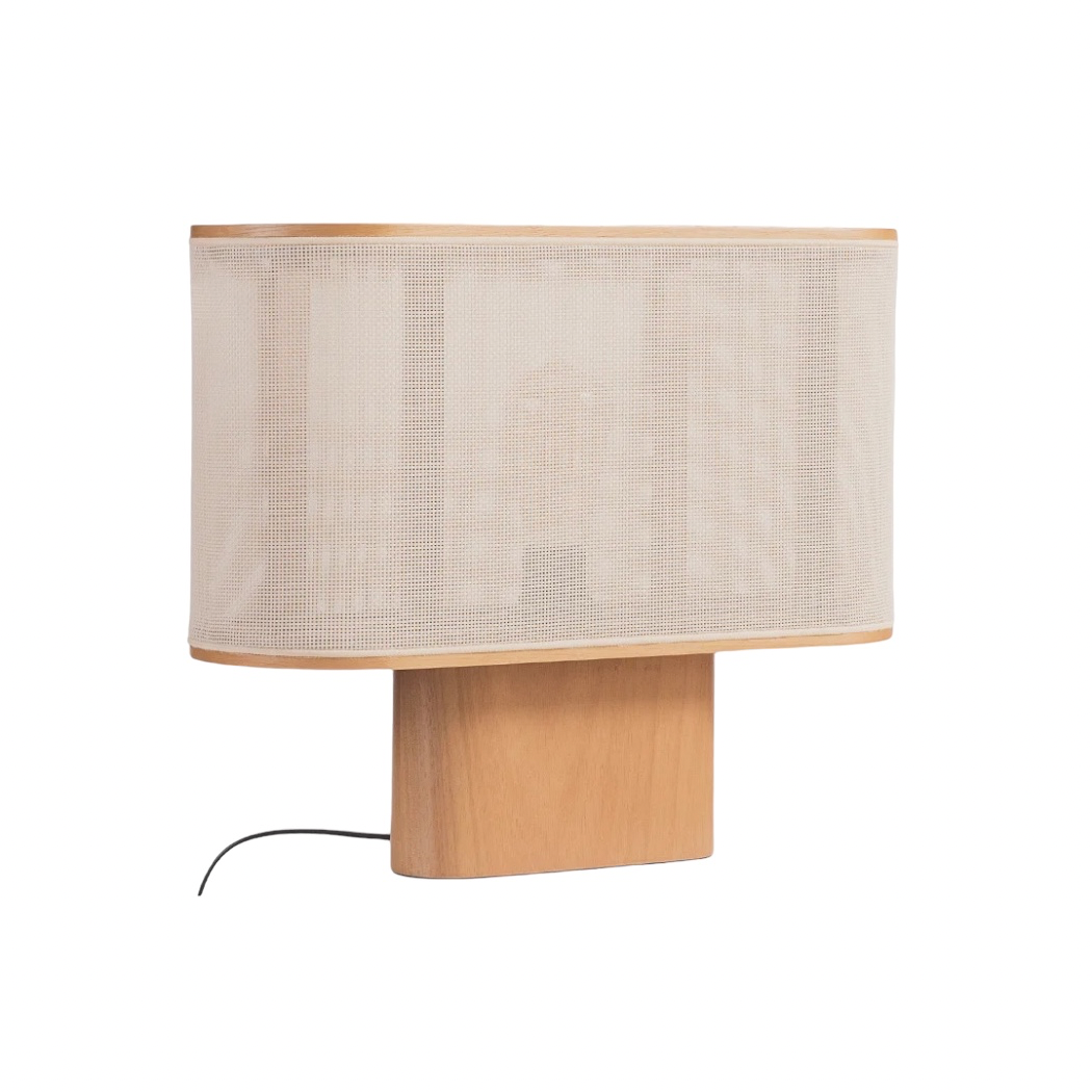 Abajur de Mesa em Madeira Retangular - 46x25 cm