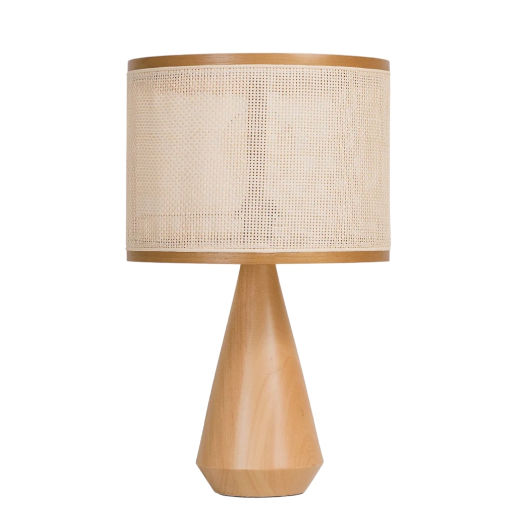 Abajur de Mesa em Madeira e Palha - 30x50 cm