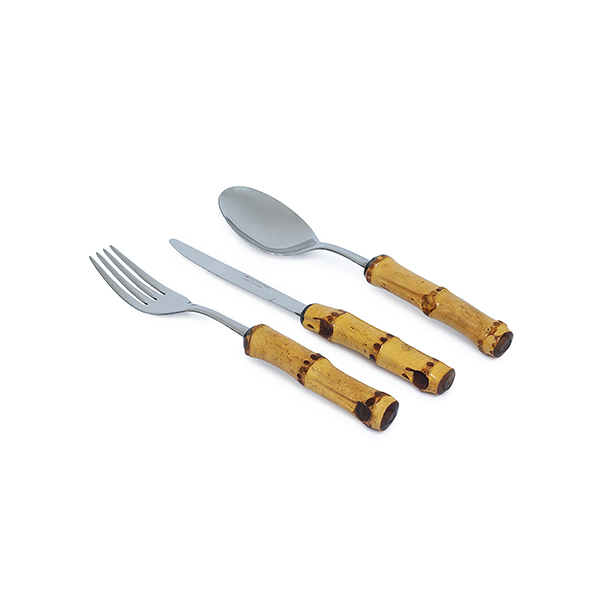Set Talher Sobremesa | Bambu e Inox - 3 peças