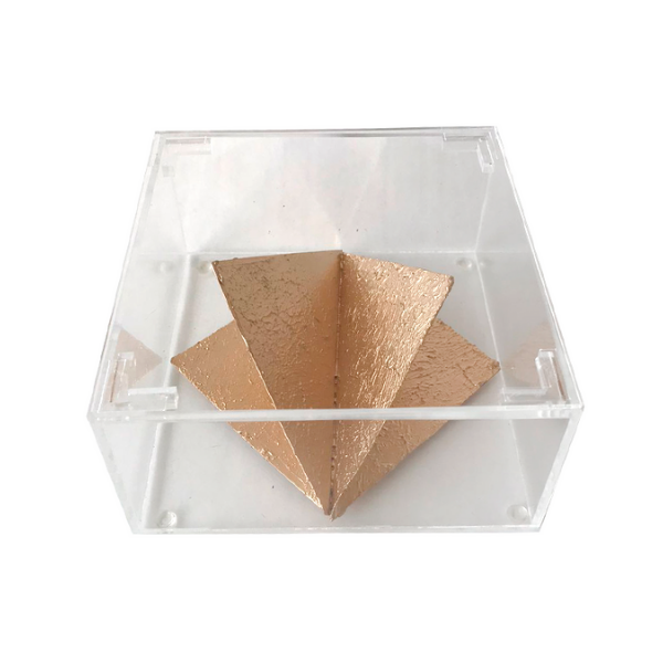 Caixa Acrílica Metal Dourada - 15x7 cm