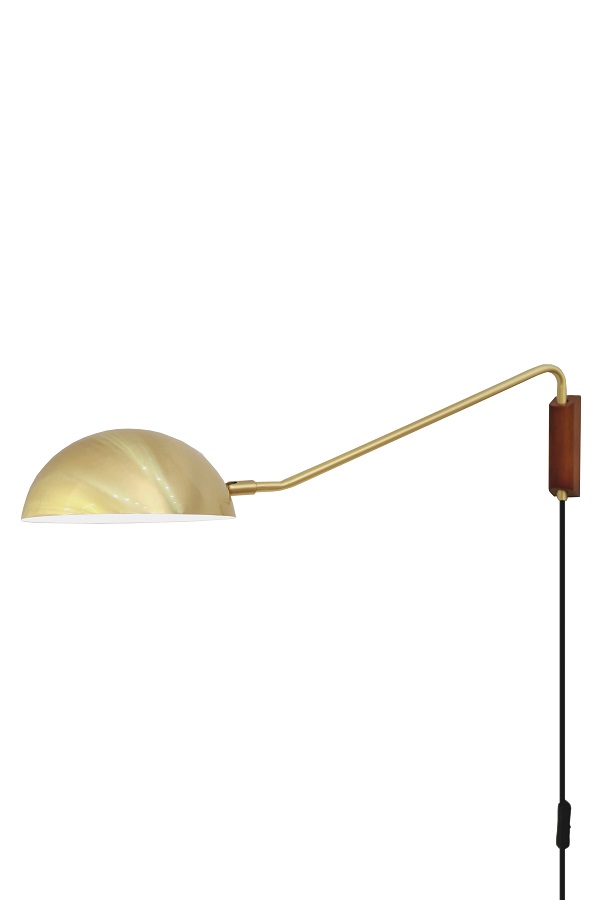 Luminária Arandela em Aço Dourado Escovado e Madeira