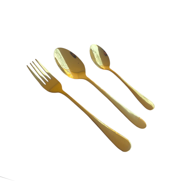 Talheres para Sobremesa Dourados em Inox - 3 peças