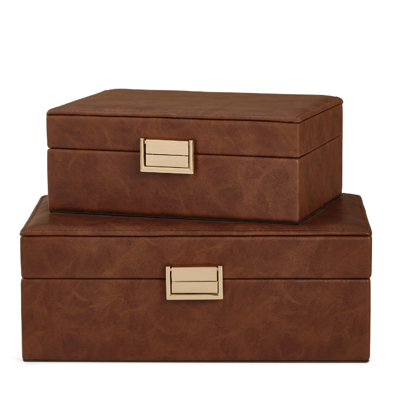 Dupla Caixas Decorativas Marrom