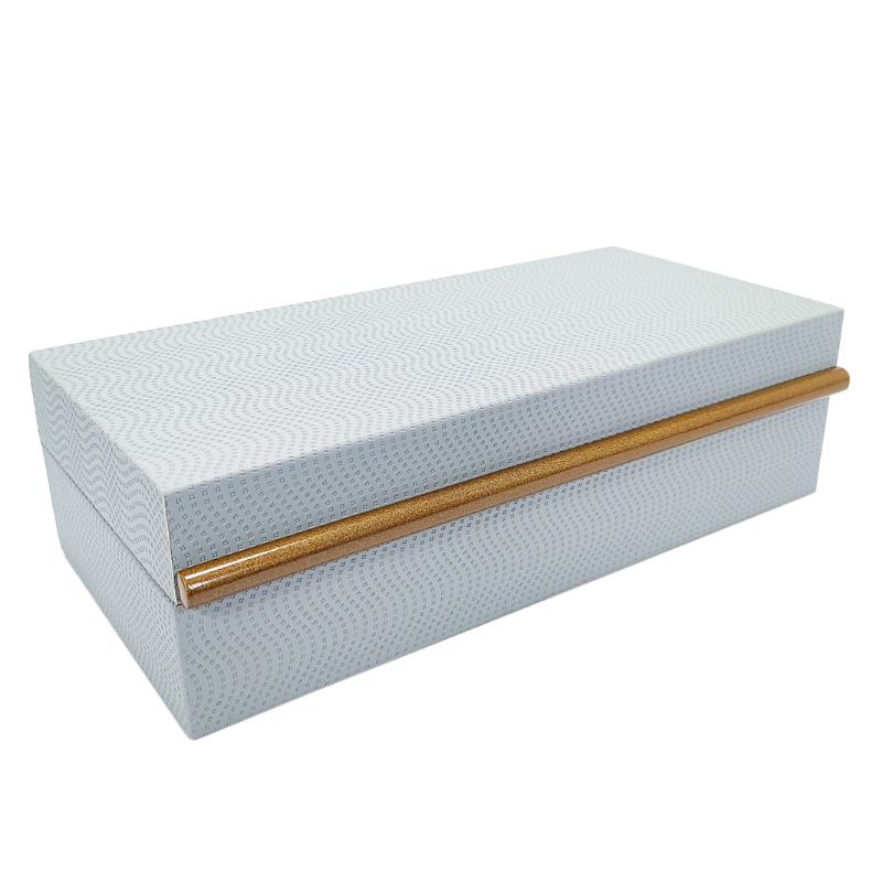 Caixa Decorativa Cinza com Detalhe Dourado - 25x13 cm