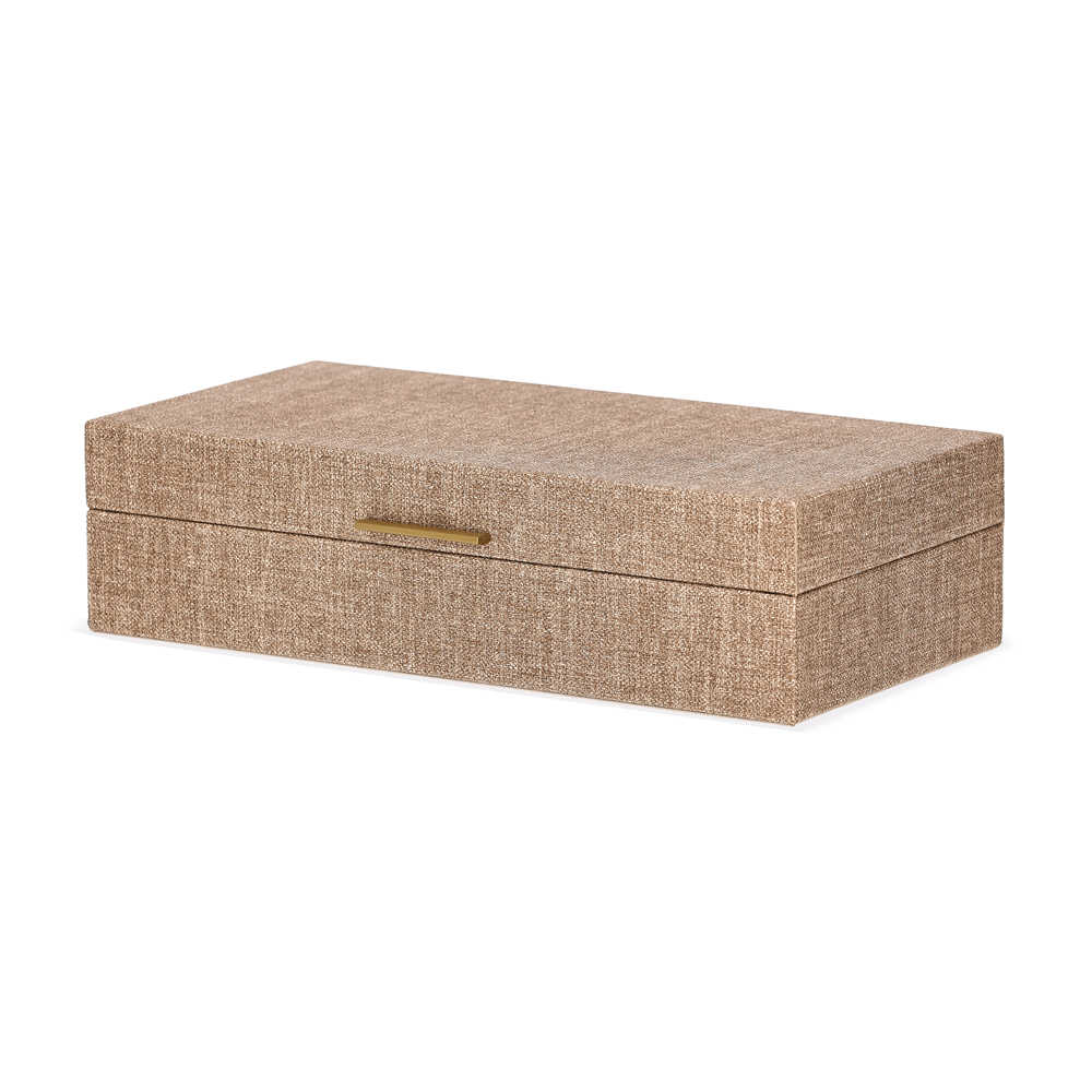 Caixa Decorativa Marrom em Couro Ecológico - 34x9 cm