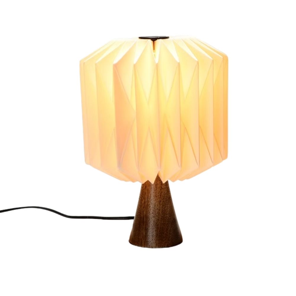 Abajur em Papel Off White e Madeira - 23x32 cm