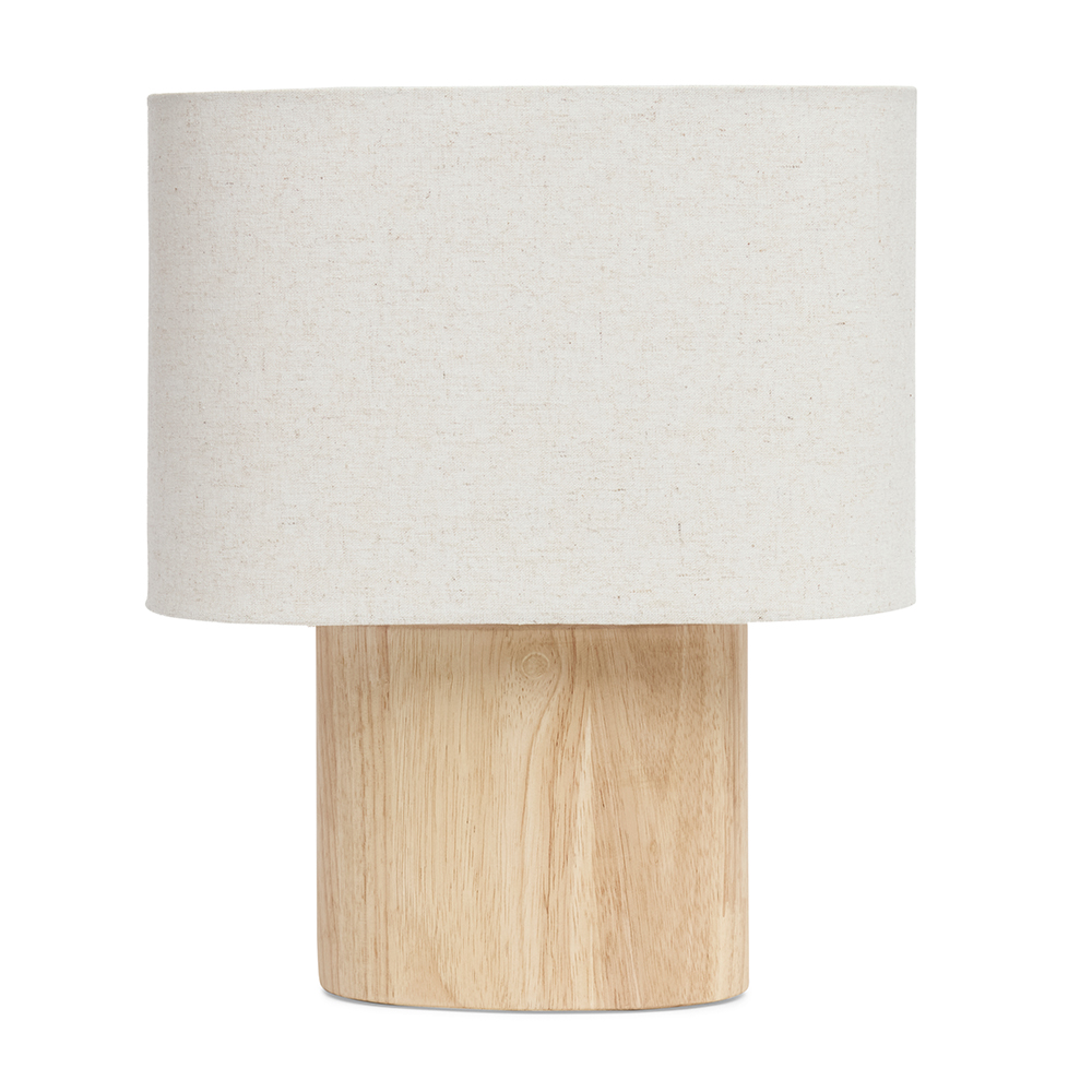 Abajur de Mesa em Madeira e Linho -  36x30 cm