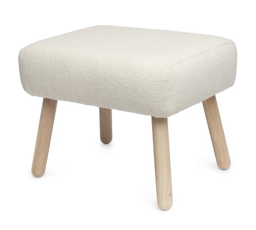 Puff em Madeira e Bouclé - 52x40 cm