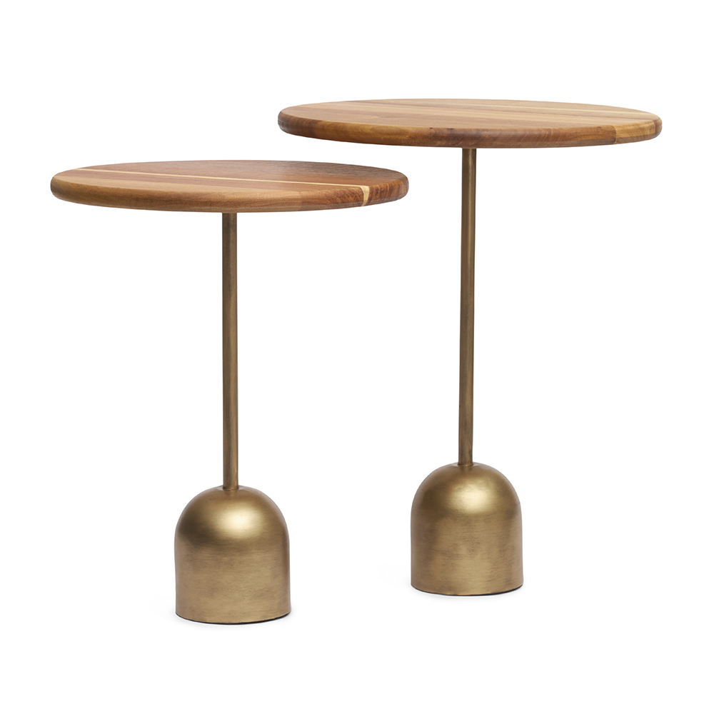 Dupla de Mesas Laterais em Madeira e Metal