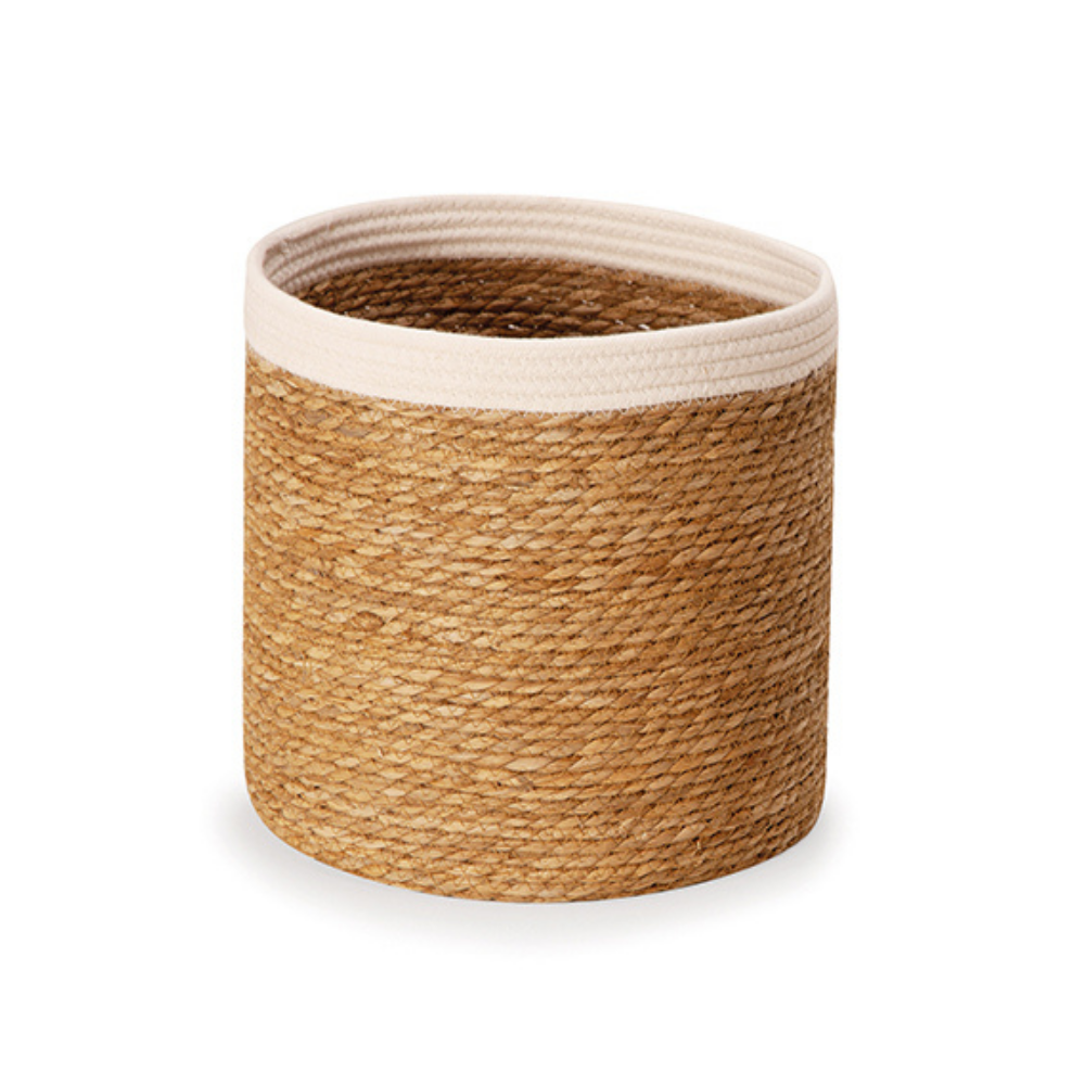 Cesto em Fibra Natural e Algodão - 34x32 cm