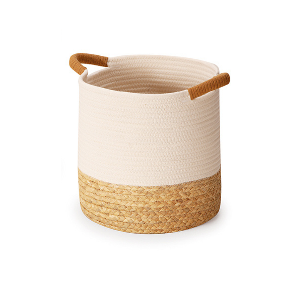 Cesto em Fibra Natural e Algodão - 29x30 cm