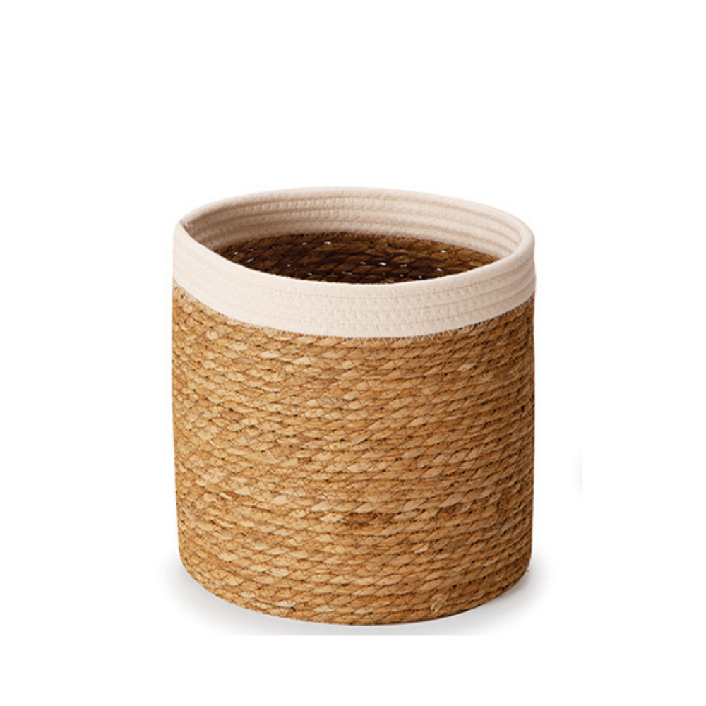 Cesto em Fibra Natural e Algodão - 29x28 cm