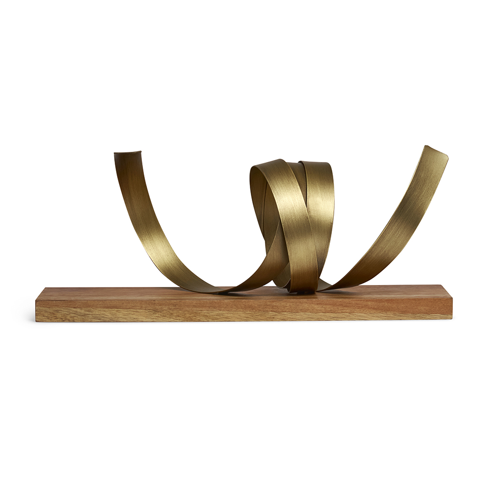 Escultura Golden Flow em Metal - 38x15 cm