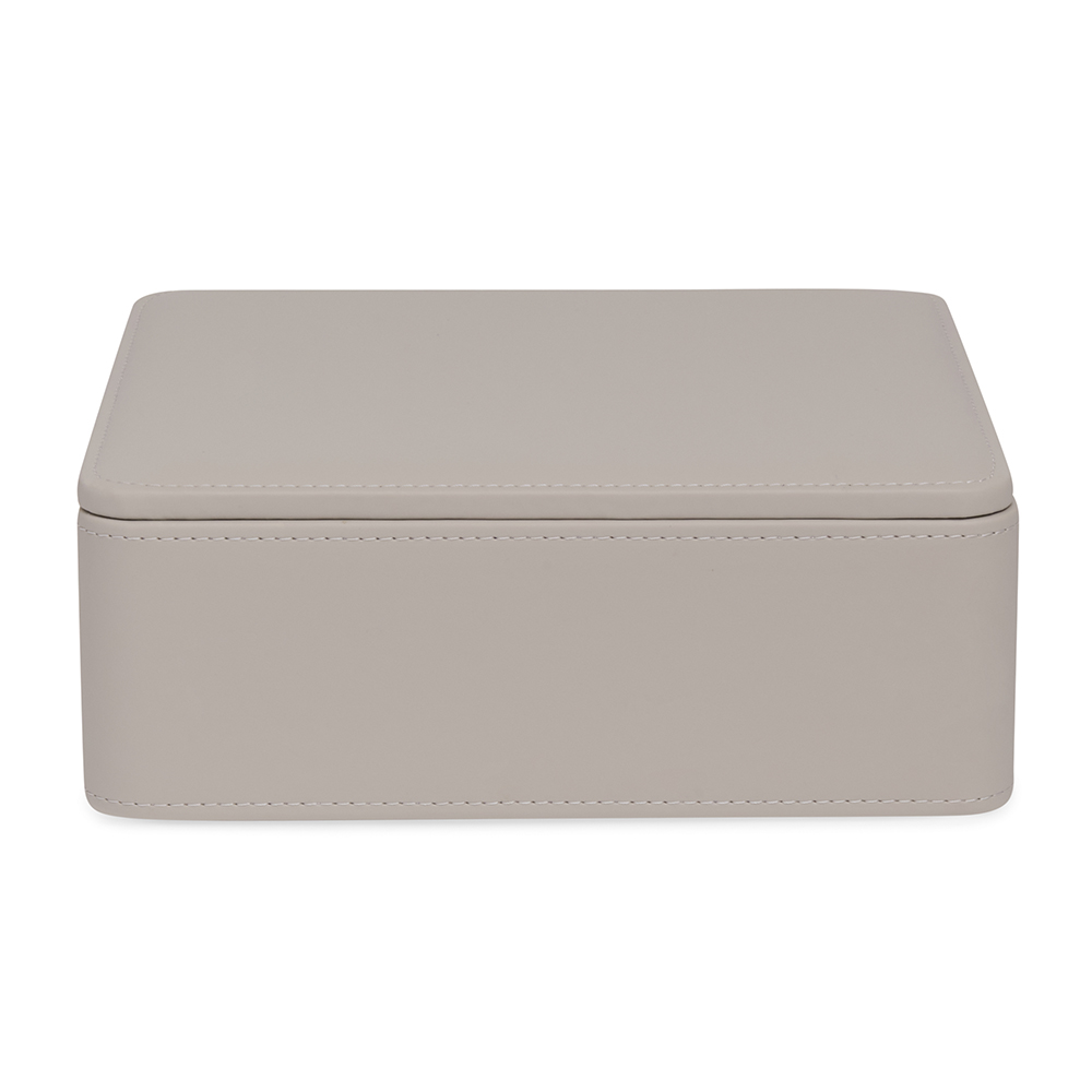 Caixa Decorativa Cinza em Couro Ecológico - 28x10 cm